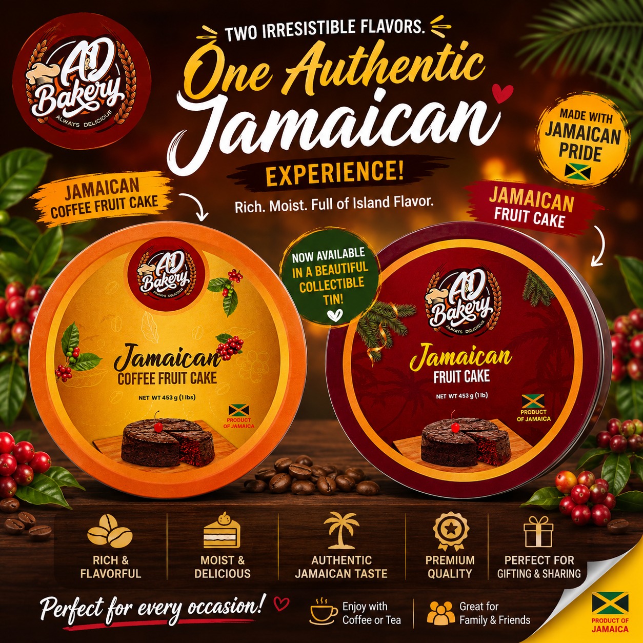 Jamaican Coffee Fruit Cake and Jamaican Fruit Cake by A&D'S Bakery